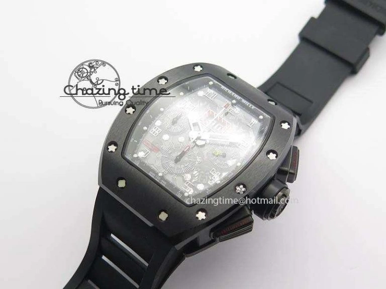 RM011 Felipe Massa Black Ceramic DLC RMF Black Crown On Black Rubber Strap A7750