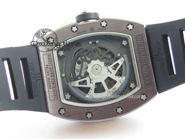RM011 Felipe Massa Black Ceramic RG RMF Black Crown On Black Rubber Strap A7750