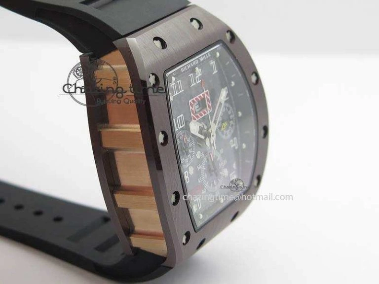 RM011 Felipe Massa Black Ceramic RG RMF Black Crown On Black Rubber Strap A7750