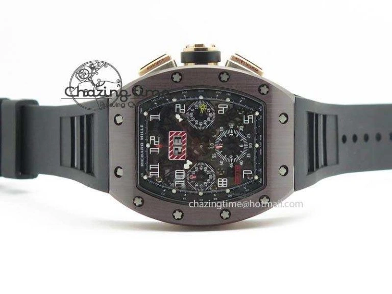 RM011 Felipe Massa Black Ceramic RG RMF Black Crown On Black Rubber Strap A7750