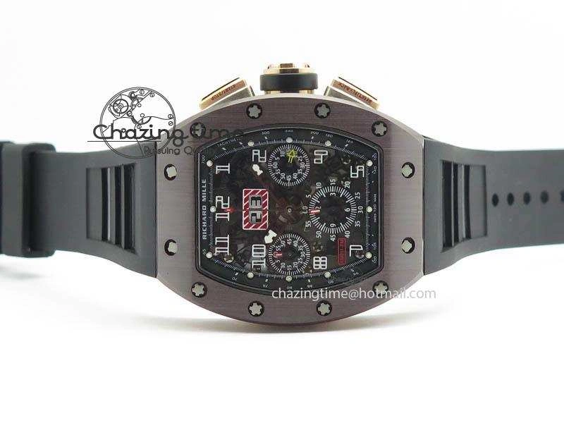 RM011 Felipe Massa Black Ceramic RG RMF Black Crown On Black Rubber Strap A7750