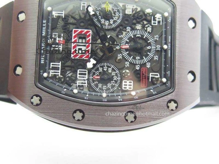 RM011 Felipe Massa Black Ceramic RG RMF Black Crown On Black Rubber Strap A7750