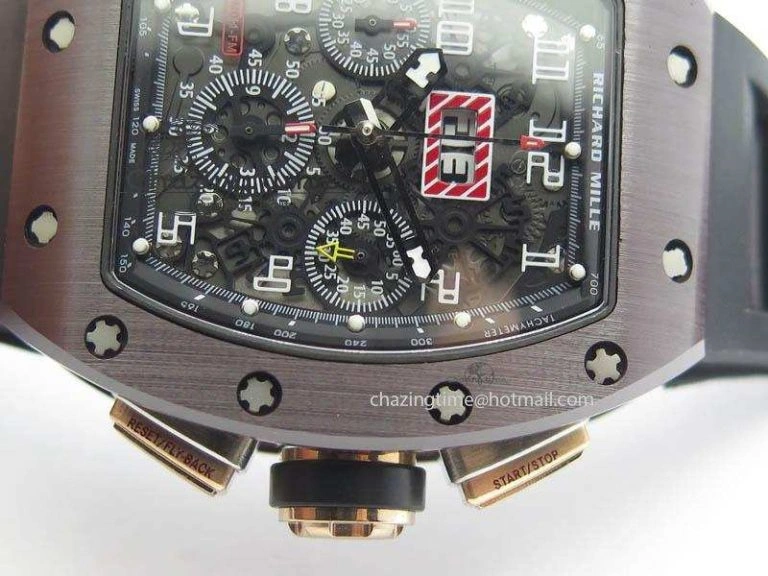 RM011 Felipe Massa Black Ceramic RG RMF Black Crown On Black Rubber Strap A7750