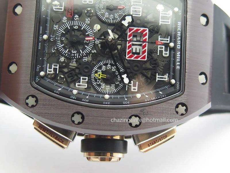 RM011 Felipe Massa Black Ceramic RG RMF Black Crown On Black Rubber Strap A7750