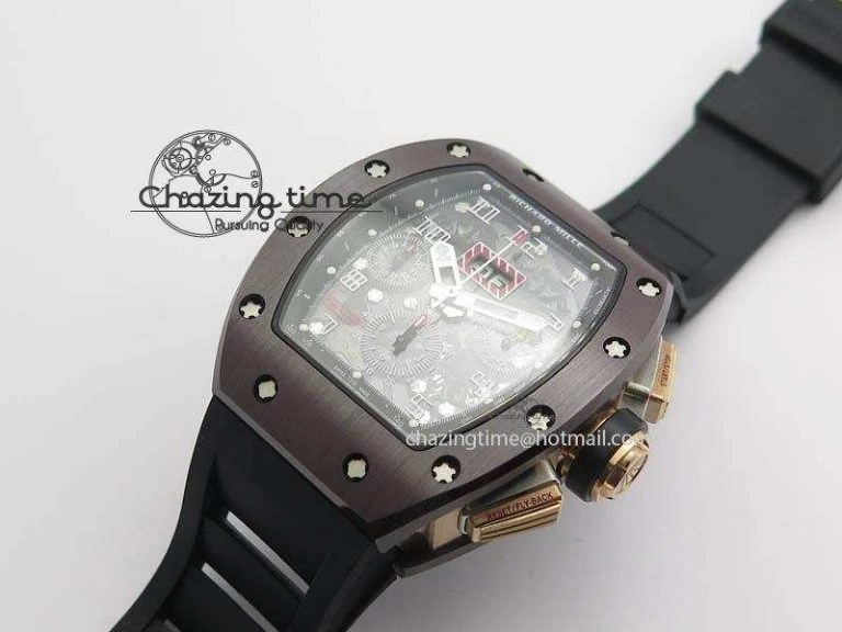 RM011 Felipe Massa Black Ceramic RG RMF Black Crown On Black Rubber Strap A7750