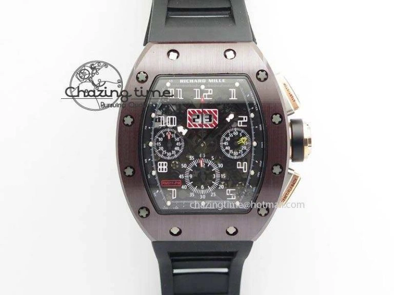 RM011 Felipe Massa Black Ceramic RG RMF Black Crown On Black Rubber Strap A7750