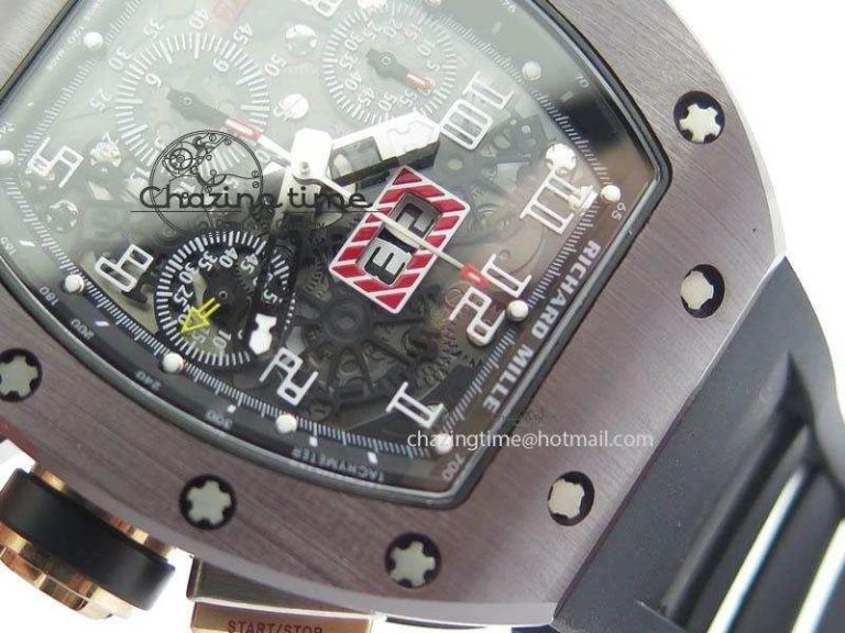 RM011 Felipe Massa Black Ceramic RG RMF Black Crown On Black Rubber Strap A7750