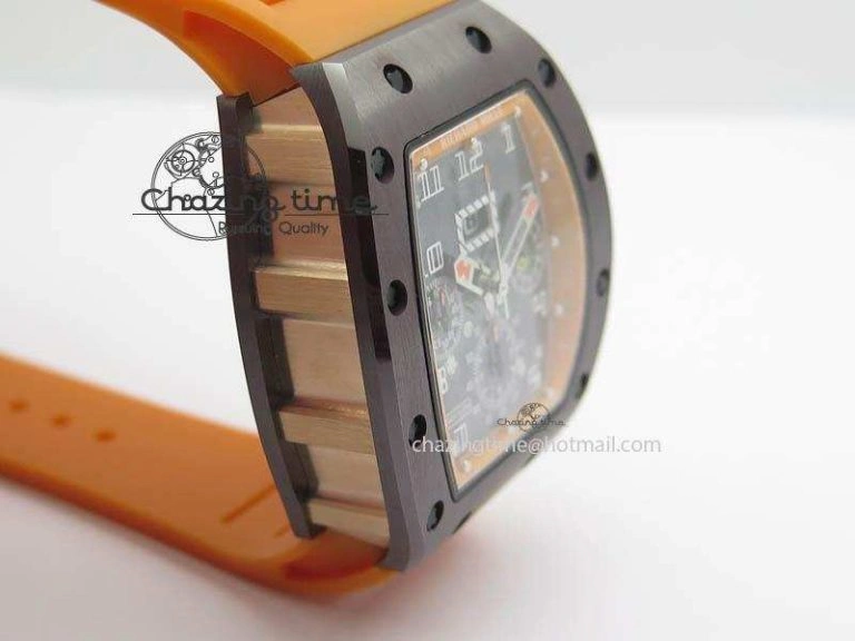 RM011 Felipe Massa Black Ceramic RG RMF Orange Crown On Orange Rubber Strap A7750