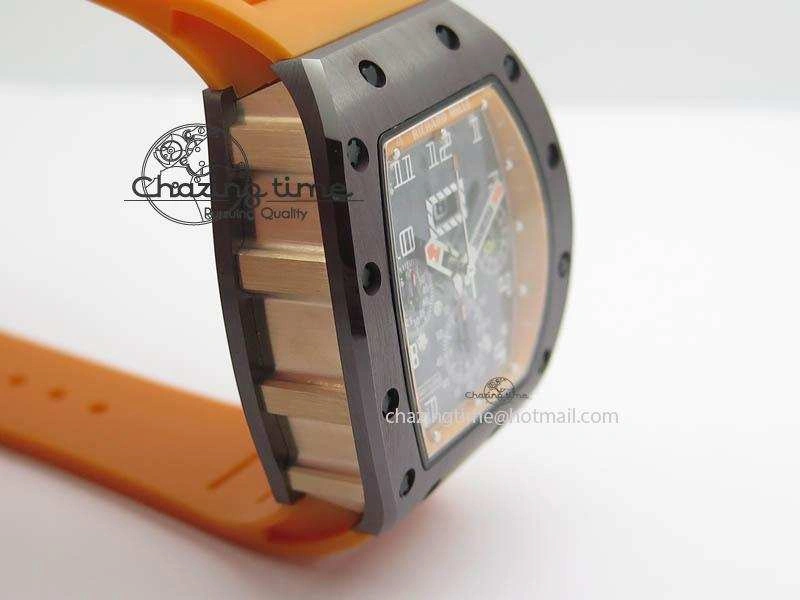 RM011 Felipe Massa Black Ceramic RG RMF Orange Crown On Orange Rubber Strap A7750