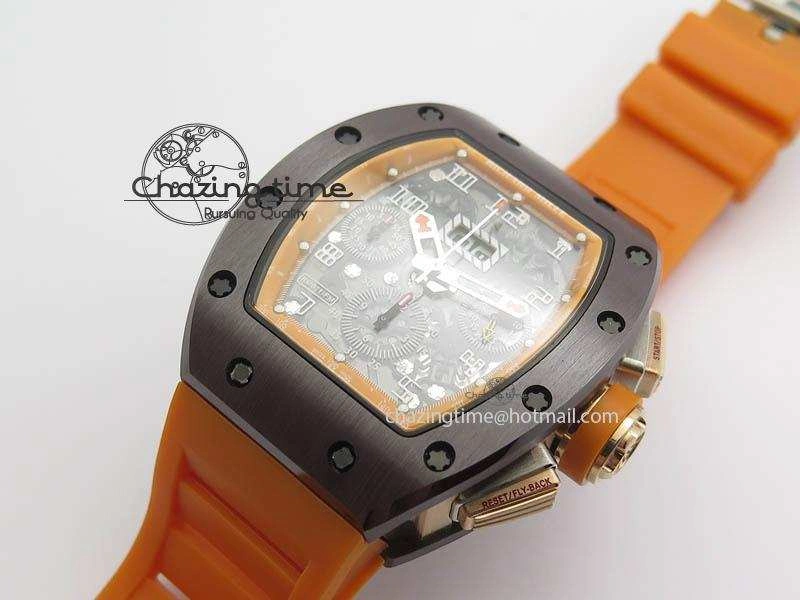 RM011 Felipe Massa Black Ceramic RG RMF Orange Crown On Orange Rubber Strap A7750