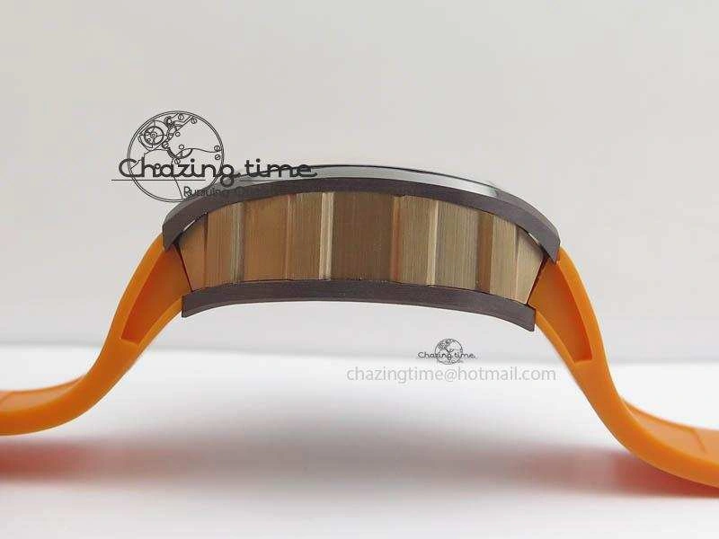 RM011 Felipe Massa Black Ceramic RG RMF Orange Crown On Orange Rubber Strap A7750