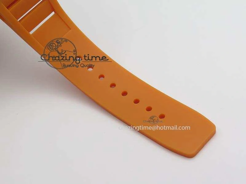 RM011 Felipe Massa Black Ceramic RG RMF Orange Crown On Orange Rubber Strap A7750