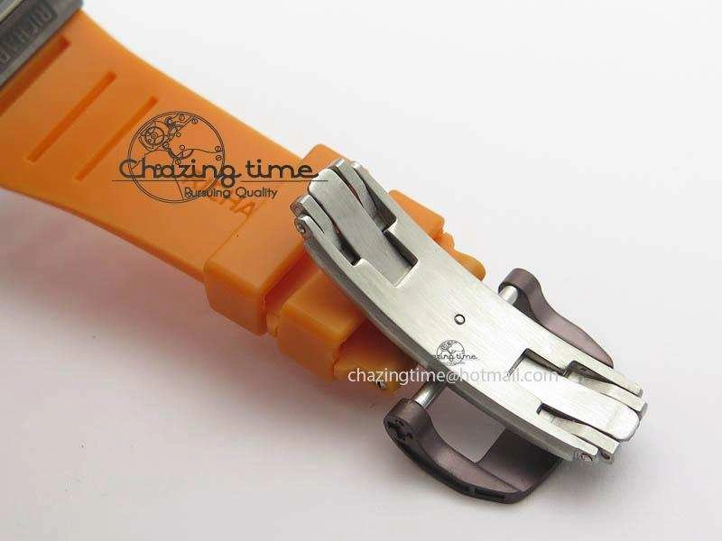 RM011 Felipe Massa Black Ceramic RG RMF Orange Crown On Orange Rubber Strap A7750