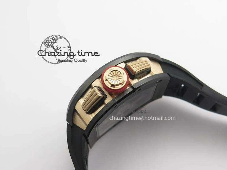 RM011 Felipe Massa Black Ceramic RG RMF Red Crown On Black Rubber Strap A7750