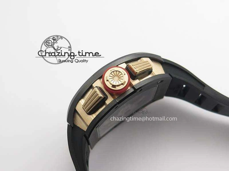 RM011 Felipe Massa Black Ceramic RG RMF Red Crown On Black Rubber Strap A7750