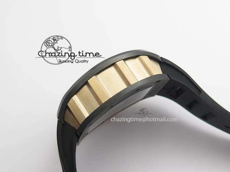 RM011 Felipe Massa Black Ceramic RG RMF Red Crown On Black Rubber Strap A7750