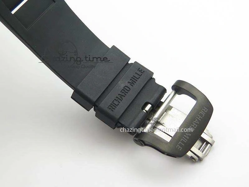 RM011 Felipe Massa Black Ceramic RG RMF Red Crown On Black Rubber Strap A7750