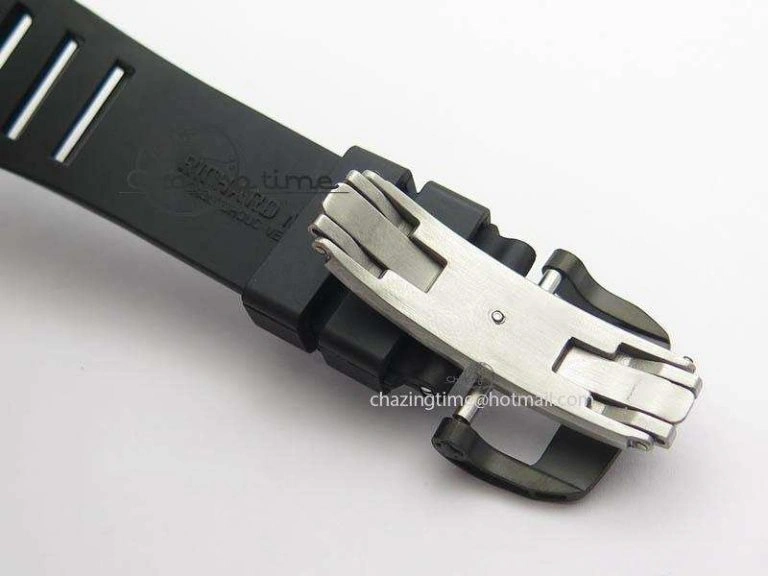 RM011 Felipe Massa Black Ceramic RG RMF Red Crown On Black Rubber Strap A7750