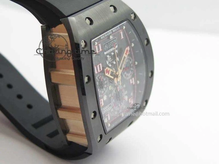 RM011 Felipe Massa Black Ceramic RG RMF Red Crown On Black Rubber Strap A7750
