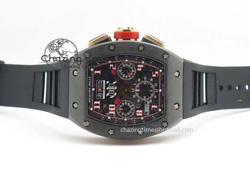 RM011 Felipe Massa Black Ceramic RG RMF Red Crown On Black Rubber Strap A7750