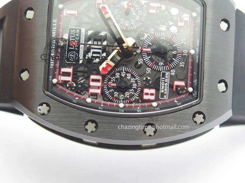 RM011 Felipe Massa Black Ceramic RG RMF Red Crown On Black Rubber Strap A7750