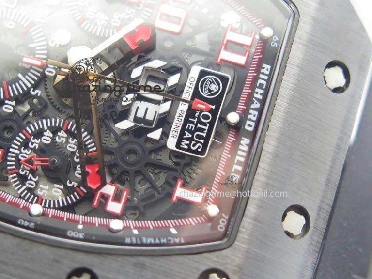 RM011 Felipe Massa Black Ceramic RG RMF Red Crown On Black Rubber Strap A7750