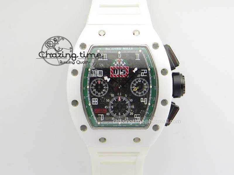 RM011 Felipe Massa White Ceramic DLC RMF Black Crown On White Rubber Strap A7750