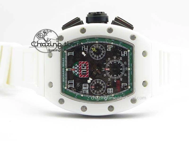 RM011 Felipe Massa White Ceramic DLC RMF Black Crown On White Rubber Strap A7750