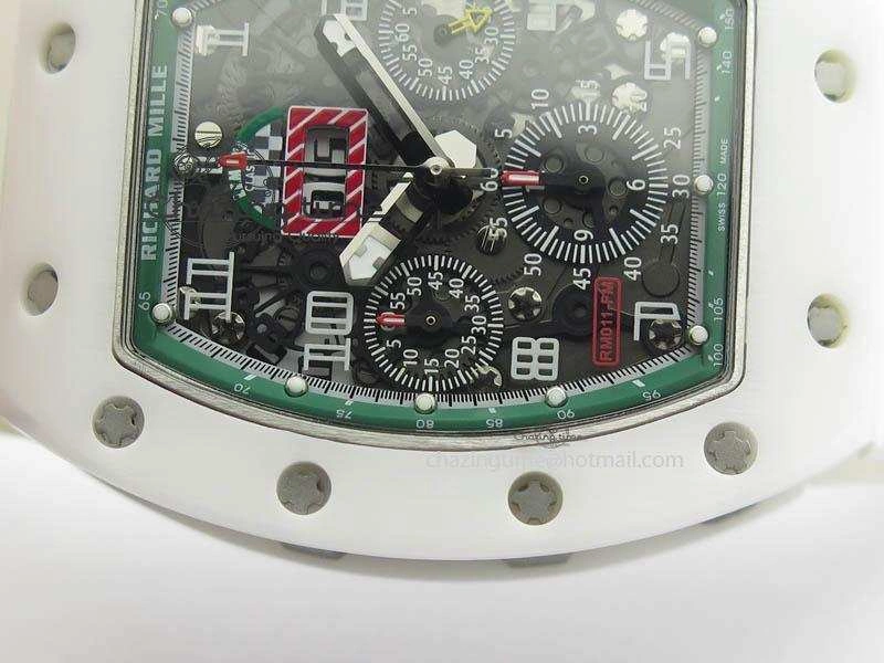 RM011 Felipe Massa White Ceramic DLC RMF Black Crown On White Rubber Strap A7750