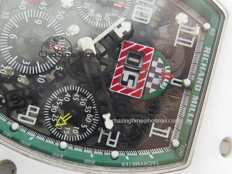 RM011 Felipe Massa White Ceramic DLC RMF Black Crown On White Rubber Strap A7750