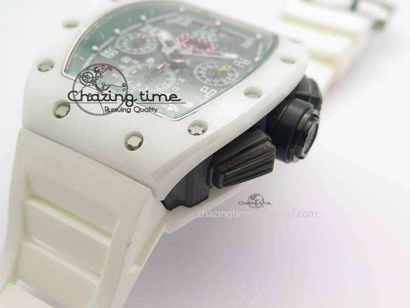 RM011 Felipe Massa White Ceramic DLC RMF Black Crown On White Rubber Strap A7750