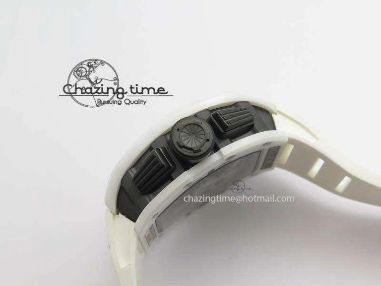 RM011 Felipe Massa White Ceramic DLC RMF Black Crown On White Rubber Strap A7750