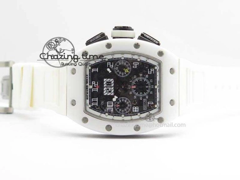 RM011 Felipe Massa White Ceramic DLC RMF White Crown On White Rubber Strap A7750