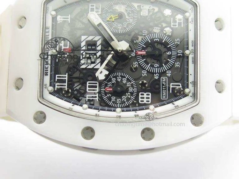 RM011 Felipe Massa White Ceramic DLC RMF White Crown On White Rubber Strap A7750