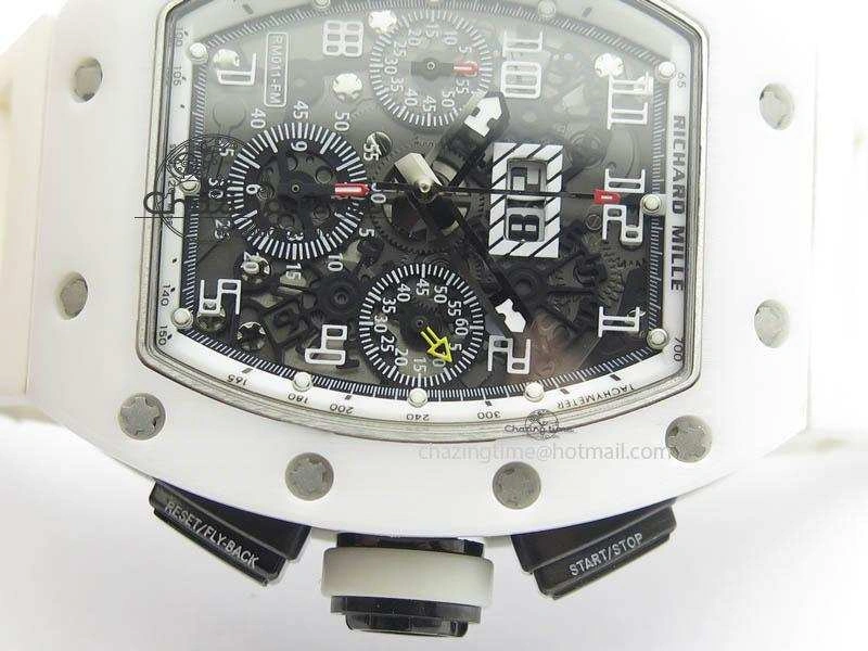 RM011 Felipe Massa White Ceramic DLC RMF White Crown On White Rubber Strap A7750
