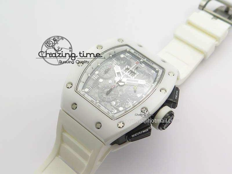 RM011 Felipe Massa White Ceramic DLC RMF White Crown On White Rubber Strap A7750