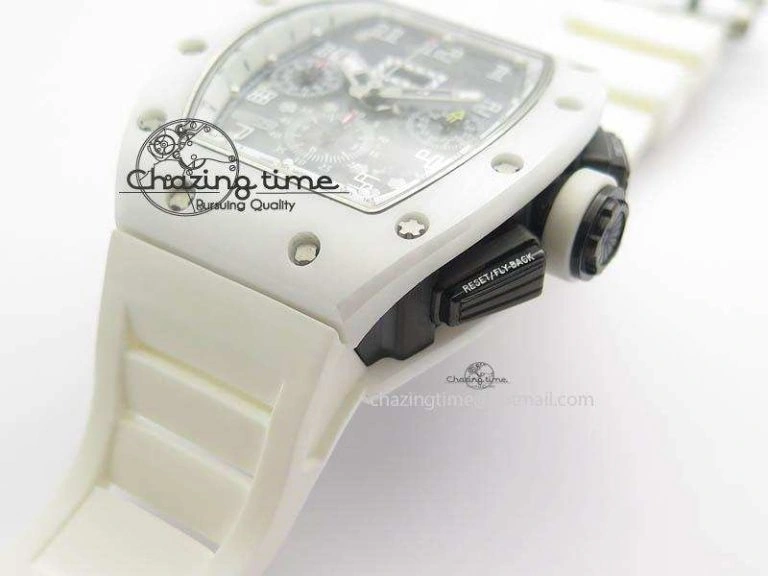 RM011 Felipe Massa White Ceramic DLC RMF White Crown On White Rubber Strap A7750