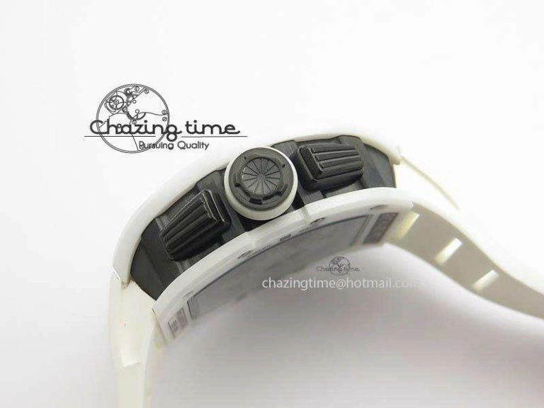RM011 Felipe Massa White Ceramic DLC RMF White Crown On White Rubber Strap A7750