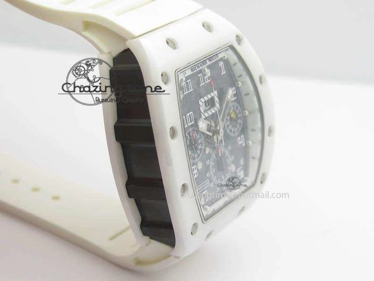 RM011 Felipe Massa White Ceramic DLC RMF White Crown On White Rubber Strap A7750