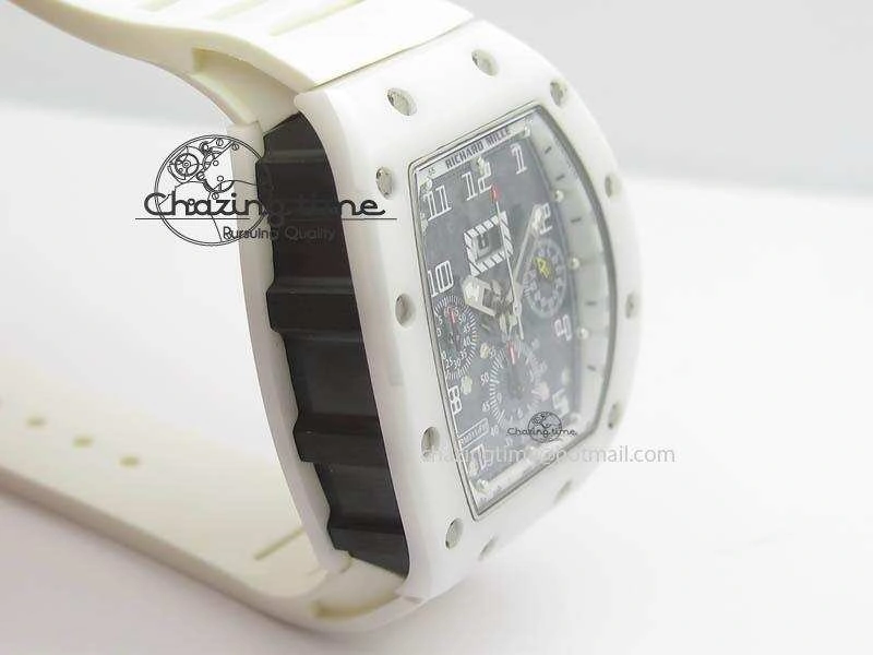 RM011 Felipe Massa White Ceramic DLC RMF White Crown On White Rubber Strap A7750