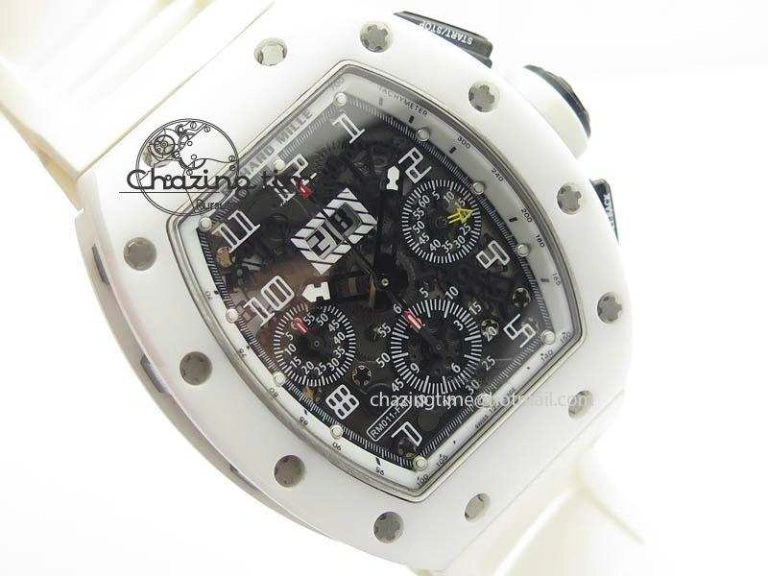 RM011 Felipe Massa White Ceramic DLC RMF White Crown On White Rubber Strap A7750