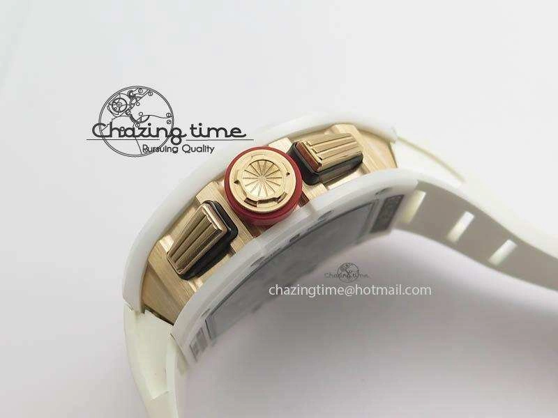 RM011 Felipe Massa White Ceramic RG RMF Red Crown On White Rubber Strap A7750