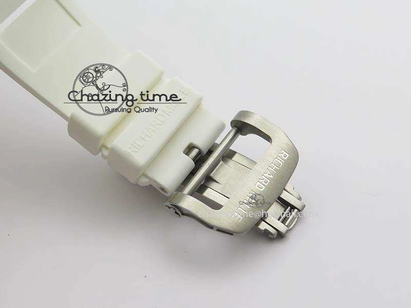 RM011 Felipe Massa White Ceramic RG RMF Red Crown On White Rubber Strap A7750