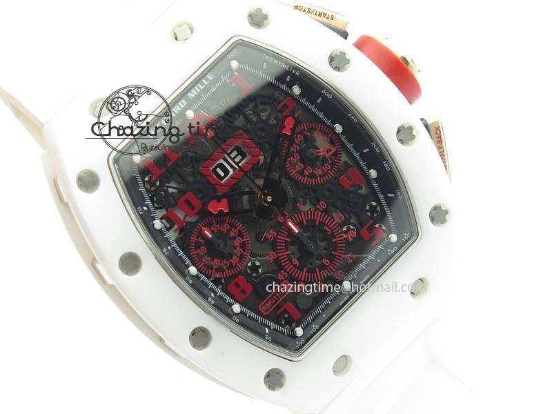 RM011 Felipe Massa White Ceramic RG RMF Red Crown On White Rubber Strap A7750