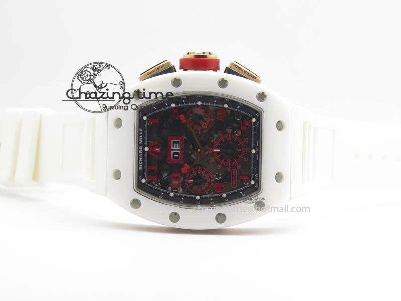 RM011 Felipe Massa White Ceramic RG RMF Red Crown On White Rubber Strap A7750
