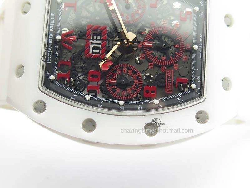 RM011 Felipe Massa White Ceramic RG RMF Red Crown On White Rubber Strap A7750