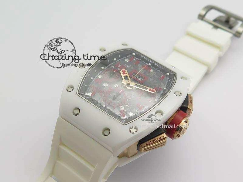 RM011 Felipe Massa White Ceramic RG RMF Red Crown On White Rubber Strap A7750