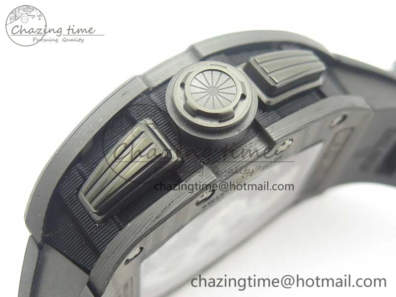 RM011 NTPT Carbon Chrono KVF 1:1 Best Edition Crystal Skeleton Dial Red Inner Bezel On Black Rubber Strap A7750