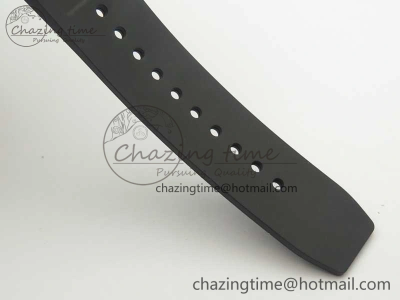 RM011 NTPT Carbon Chrono KVF 1:1 Best Edition Crystal Skeleton Dial Red Inner Bezel On Black Rubber Strap A7750