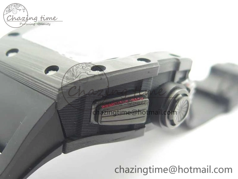 RM011 NTPT Carbon Chrono KVF 1:1 Best Edition Crystal Skeleton Dial Red Inner Bezel On Black Rubber Strap A7750